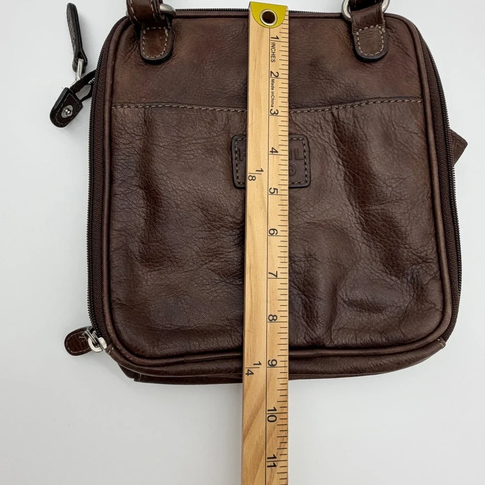 Fossil ZB2840 Brown Leather Crossbody Messenger Bag Small Square Organizer - Picture 7 of 9